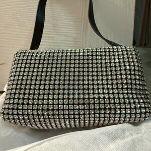 Dazzling Black and Silver Crystal Wristlet